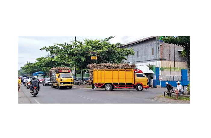 ANTRE: Sejumlah truk pengangkut tebu memasuki emplasemen PG Krebet Baru, Bululawang untuk melakukan penimbangan dan bongkar muatan beberapa hari lalu.