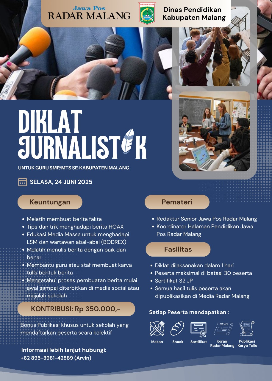 Diklat Jurnalistik untuk Guru SMP dan MTs Kabupaten Malang.