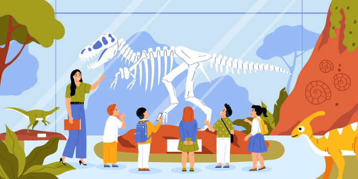 Ilustrasi wisata yang memiliki wanaha untuk mengenal dinosaurus (pch.freepik.com)