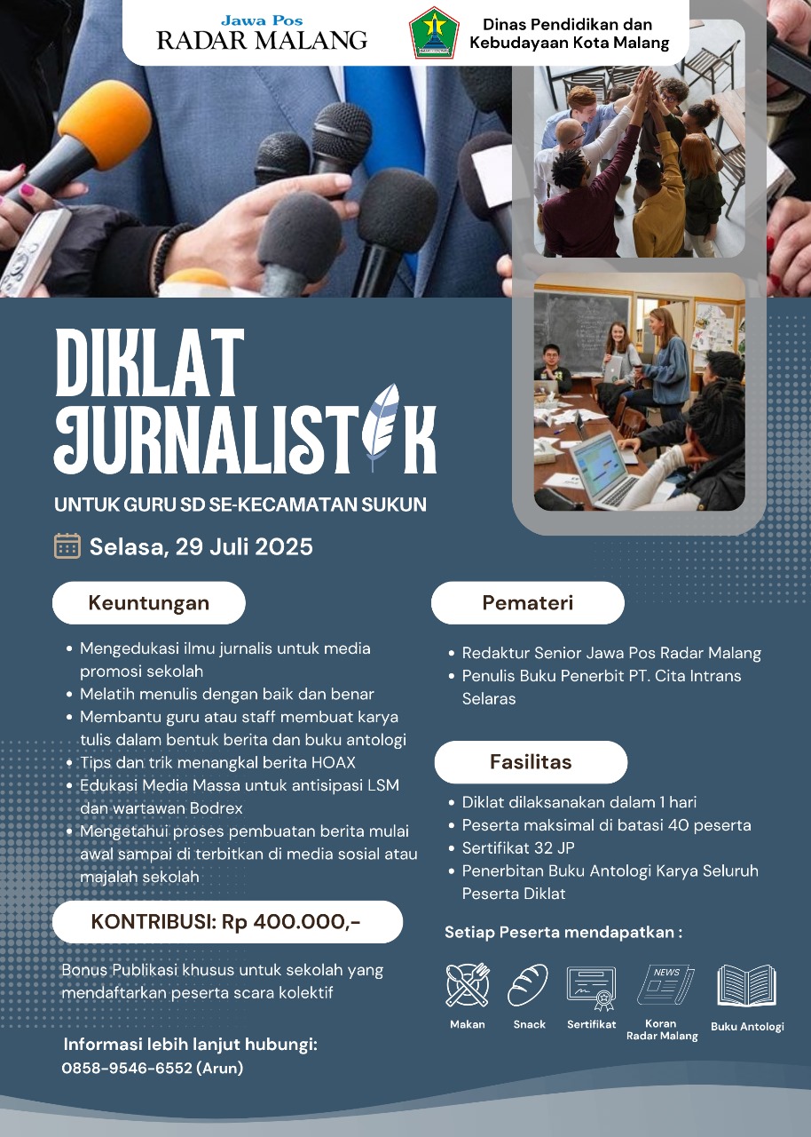 Diklat Jurnalistik untuk Guru SD di Kecamatan Sukun akan Segera Digelar