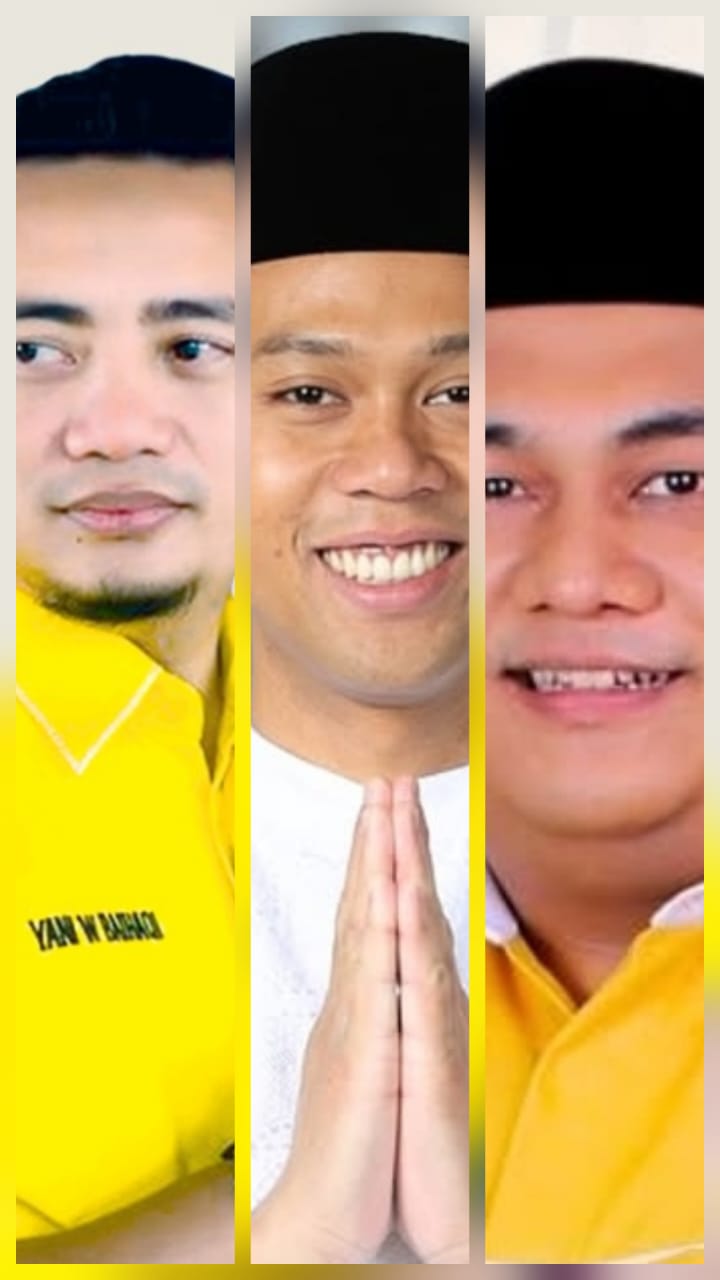 STRUKTURAL: Dari kiri, Yani Wijaya Baihaki, Firhando Gumelar, dan Ahmad Fajar masuk sebagai pengurus DPD Partai Golkar Jatim.