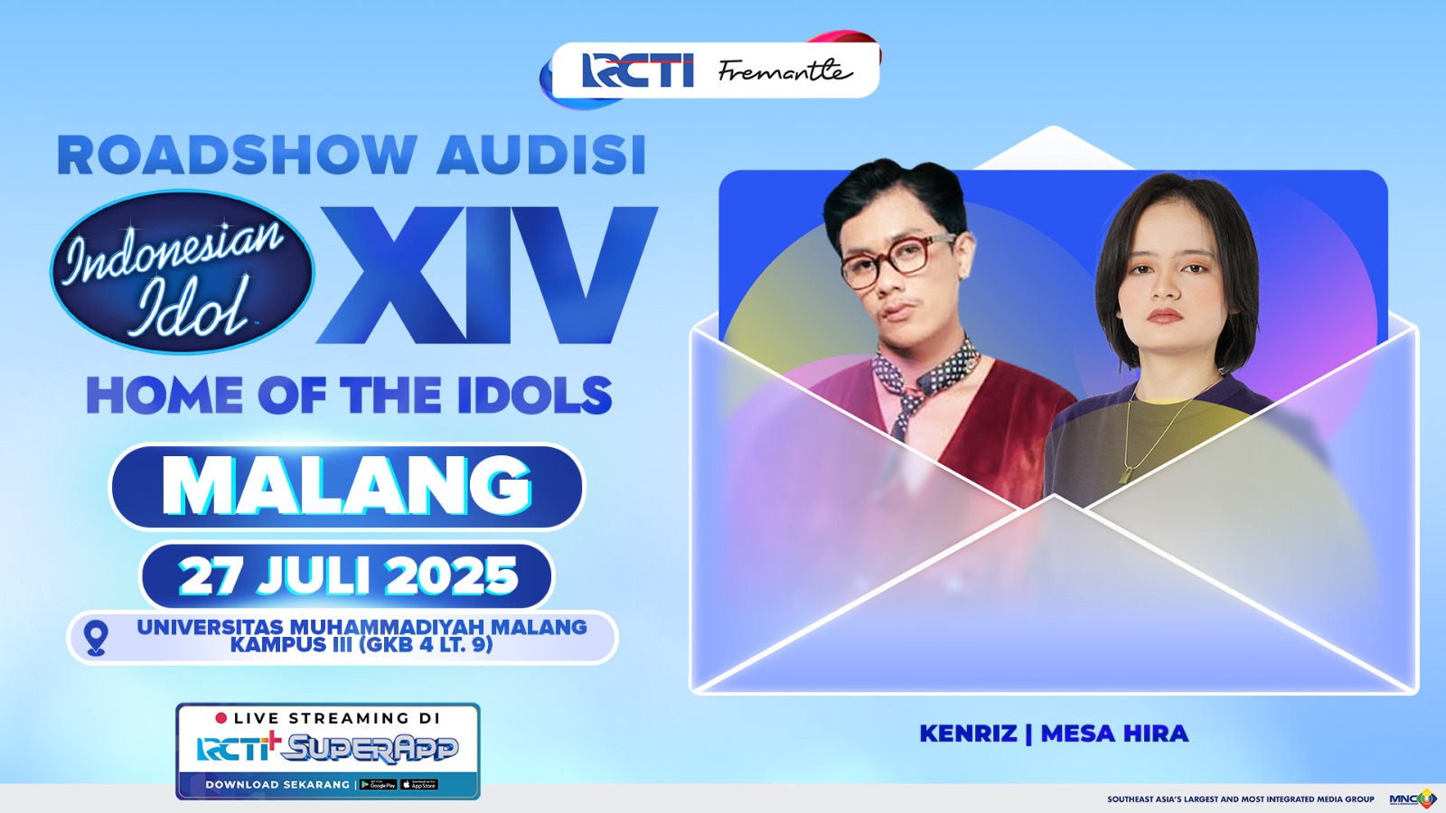 TUNJUKKAN BAKATMU: Indonesian Idol XIV, ajang pencarian bakat musik paling bergengsi di Tanah Air menggelar audisi di Malang, 27 Juli mendatang.
