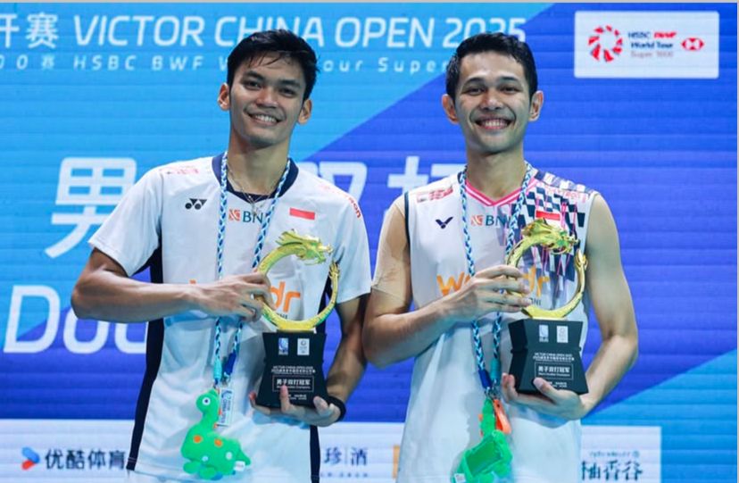 JUARA: Fajar/Fikri berhasil menjuarai China Open 2025 dengan mengalahkan wakil Malaysia.