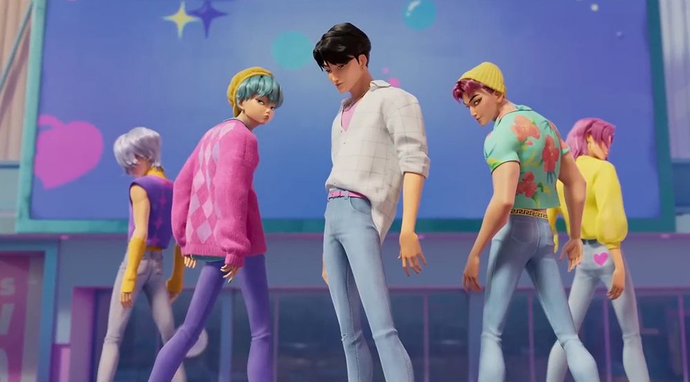 SUPER FRESH: Saja Boys yang sedang menampilkan lagu Soda Pop dengan gaya playful dan penuh warna di film Netflix Kpop Demon Hunters.