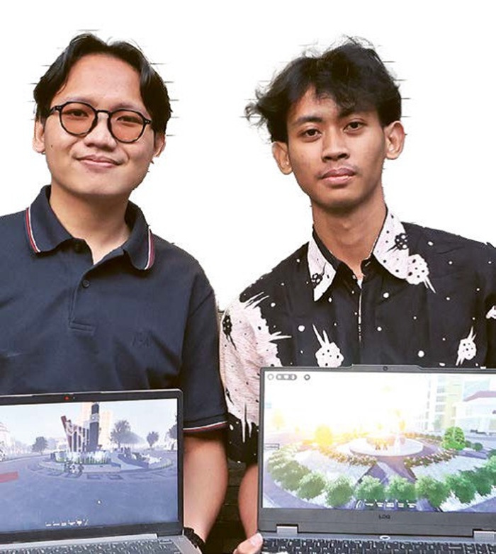 TERUS BELAJAR: Fawwas Mufid Wardaya (kiri) dan Fariz Navrizal, dua pemain Roblox bertemu di salah satu kafe.