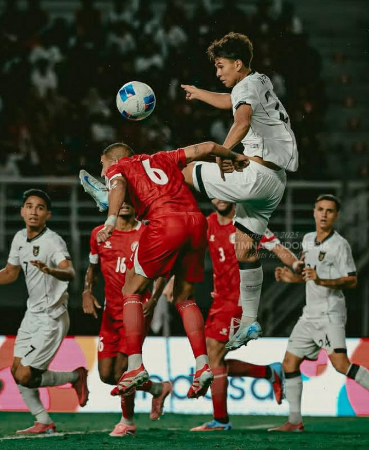 DUEL SENGIT: Indonesia hanya bermain imbang menghadapi Lebanon dengan statistik yag sangat dominan