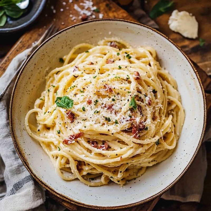 PRAKTIS: Mi carbonara yang melimpah
