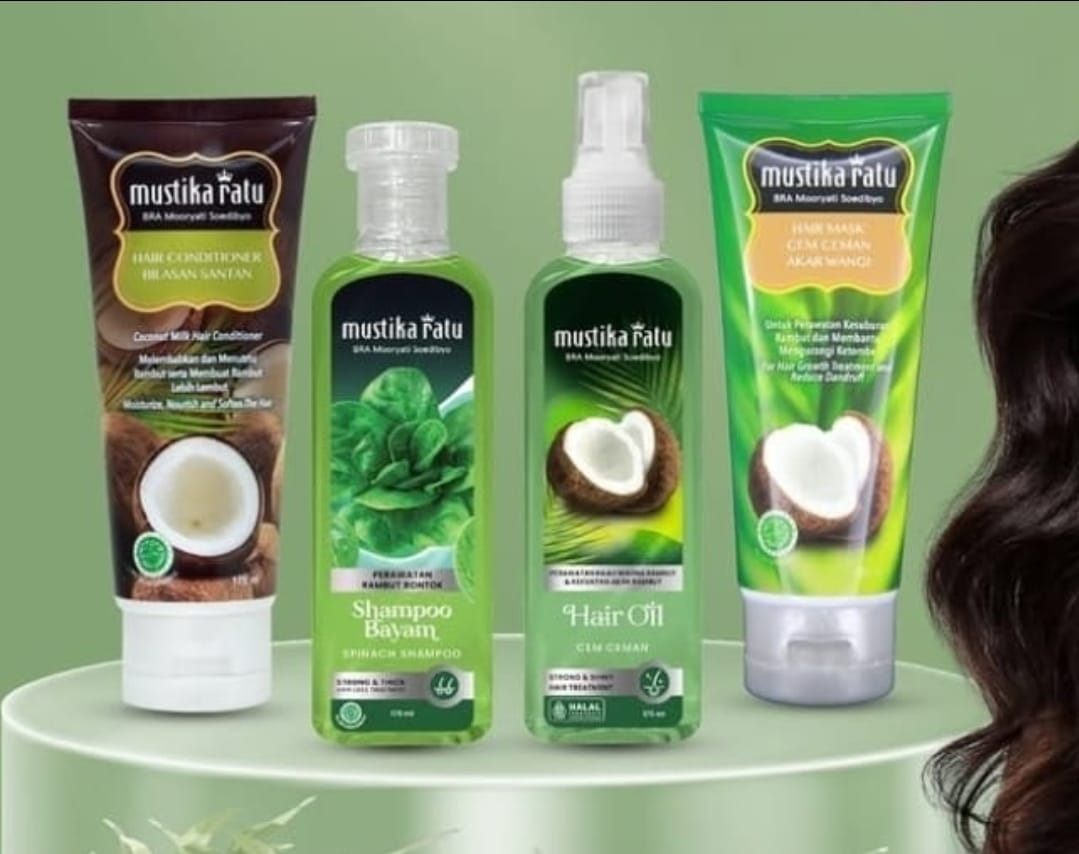 NATURAL: Rangkaian produk perawatan dari Mustika Ratu untuk dapatkan rambut&nbsp;sehat&nbsp;berkilau.