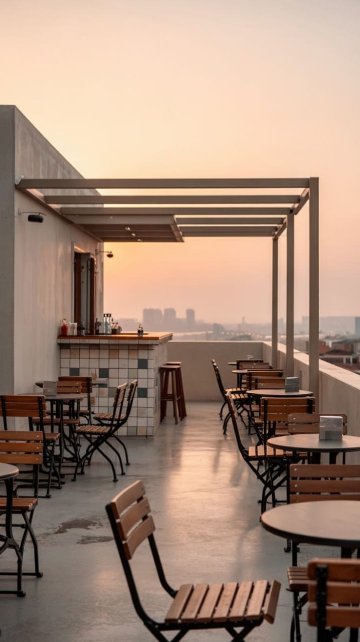 Ilustrasi Kafe di Rooftop