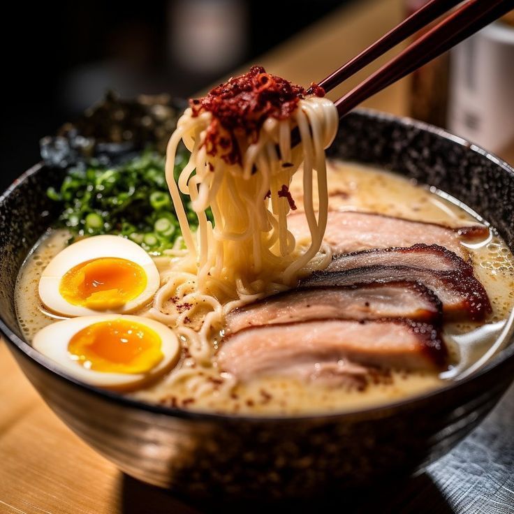 Ilustrasi ramen dengan kuah gurih dan umami