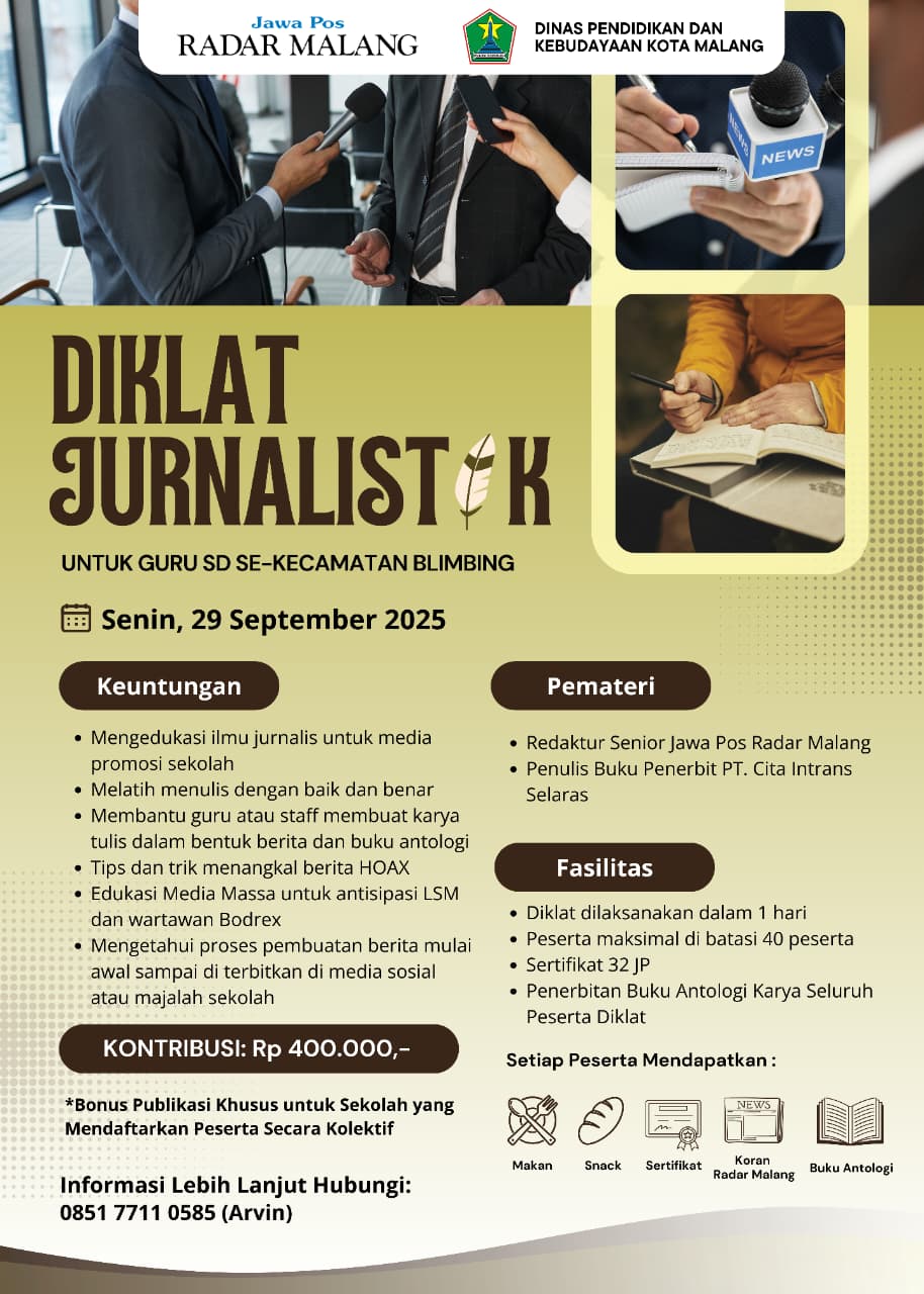 Diklat Jurnaliatik untuk Guru SD di Blimbing: Kuota Tinggal Lima.