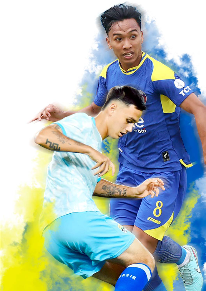 BIG MATCH: Gelandang Arema FC Arkhan Fikri (kanan) berhadapan dengan gelandang Persib Bandung Eliano Reijnders di Stadion Kanjuruhan, nanti sore (22/9).