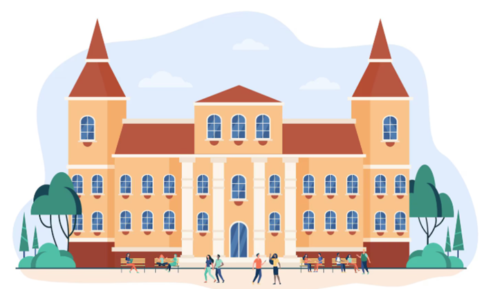 Ilustrasi bangunan kampus.