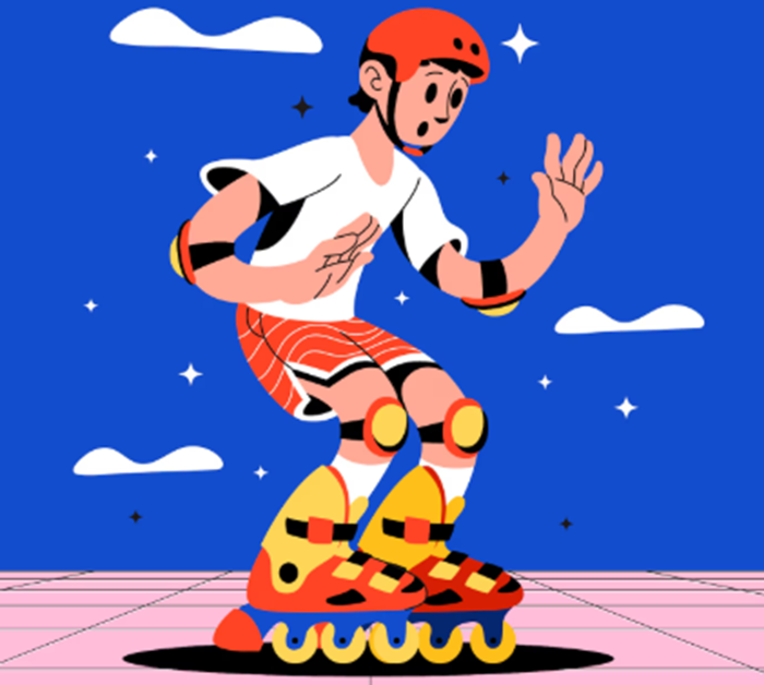 Ilustrasi atlet sepatu roda.