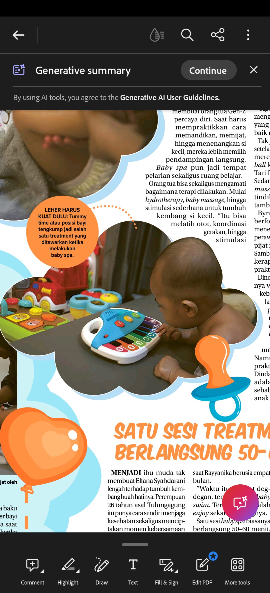 LEHER HARUS KUAT DULU: Tummy time atau posisi bayi tengkurap jadi salah satu treatment yang ditawarkan ketika melakukan baby spa