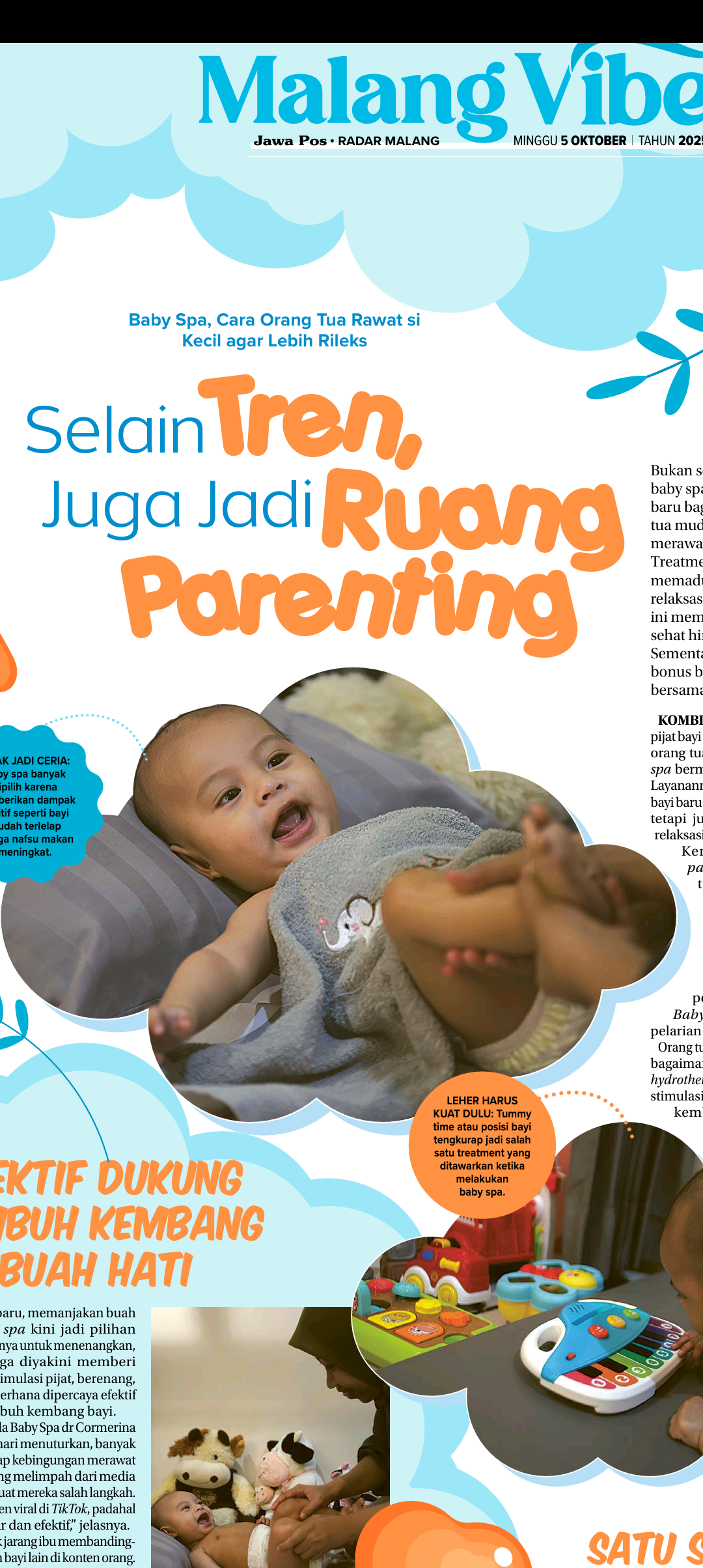 ANAK JADI CERIA: Baby spa banyak dipilih karena memberikan dampak positif seperti bayi mudah terlelap dan nafsu makan meningkat.