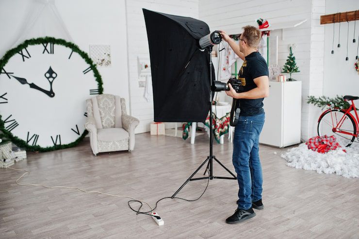 Ilustrasi studi photo dengan background bagus