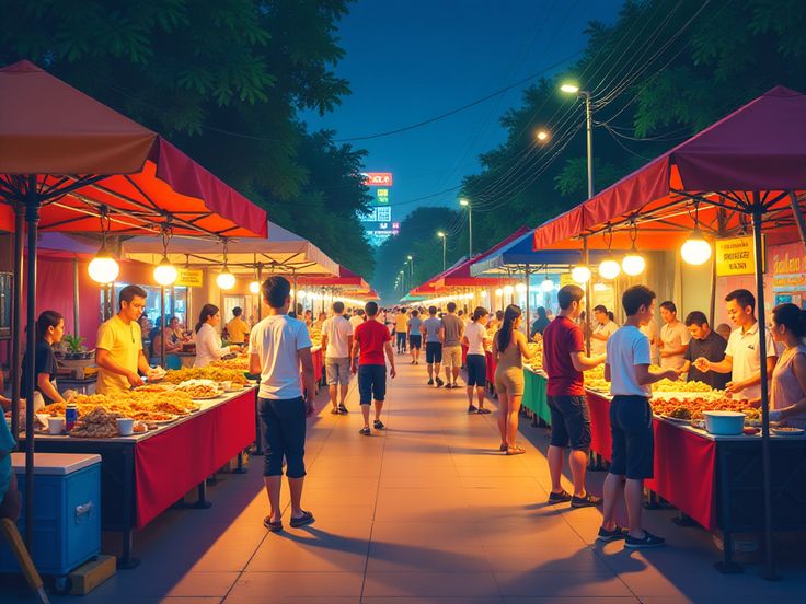 Ilustasi Kuliner Malam di Pasar
