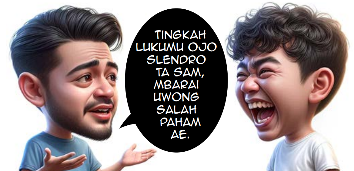 LINGUA FRANCA: Tingkah lakumu ojo slendro ta Sam, mbarai uwong salah paham ae