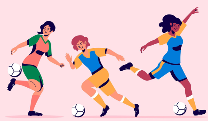 Ilustrasi sepak bola putri.