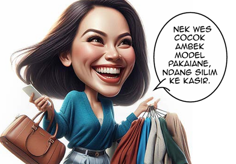 LINGUA FRANCA: Nek wes cocok ambek model pakaian e, ndang silim ke kasir