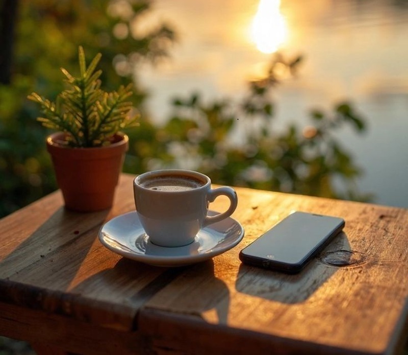 TENANG: Segelas kopi di kafe favorit