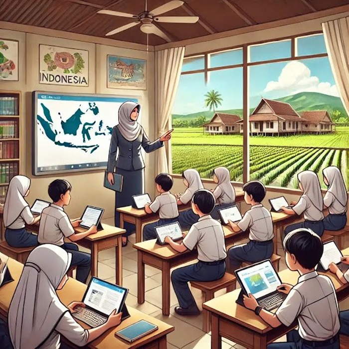 Ilustrasi Sekolah yang Gunakan Smartboard