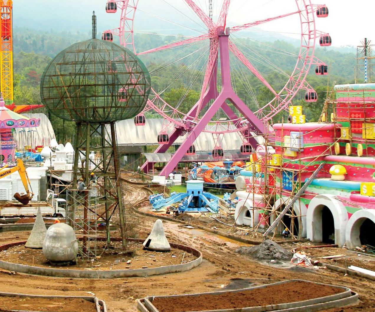 BERPROGRES: Pembangunan Flora Wisata di Desa Tulungrejo, Kecamatan Batu masih terus berjalan.