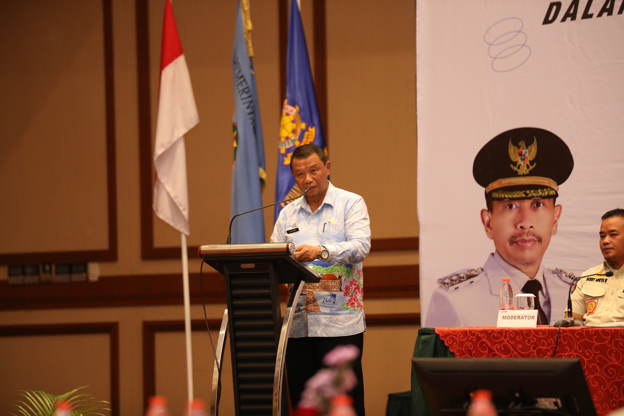 SAMBUTAN: Plt Asisten Pemerintahan dan Kesejahteraan Rakyat Suparno mengajak pemuda ikut menggempur rokok ilegal.