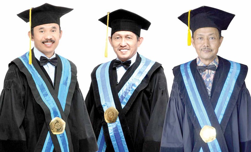 EMBAN AMANAT BARU: Tiga guru besar baru Fakultas Keguruan dan Ilmu Pendidikan (FKIP) UMM yang  memiliki kepakaran di bidang bioetika, kurikulum, dan mikrobiologi lingkungan.