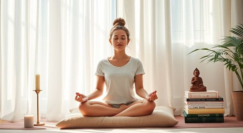 TENANG: Momen meditasi singkat untuk menyegarkan pikiran di tengah aktivitas harian.