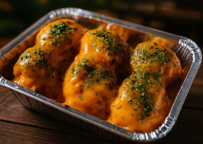 NIKMAT: Dimsum hangat disiram saus mentai creamy, gurihnya bikin susah berhenti.