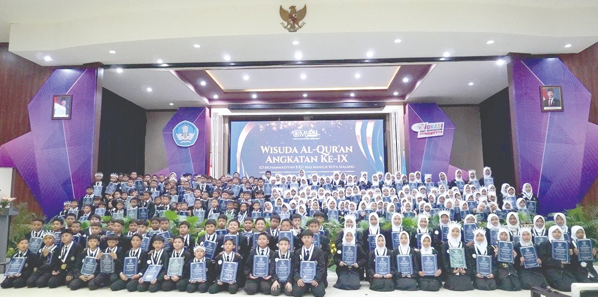 WISUDA: 264 Siswa SD Muhammadiyah 8 Mas Mansur berhasil menghafal Alquran secara khatam Tilawati hingga khatam Alquran.