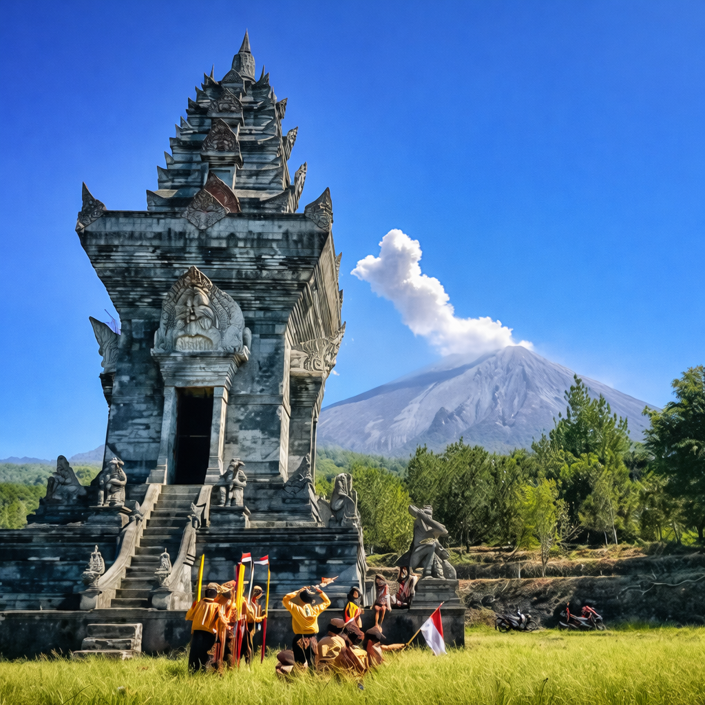 HIDDEN PLACE: Pesona wisata Candi Samudro di lereng Gunung Semeru yang sangat indah dan tentram. (Facebook: SEA Heritage & History)