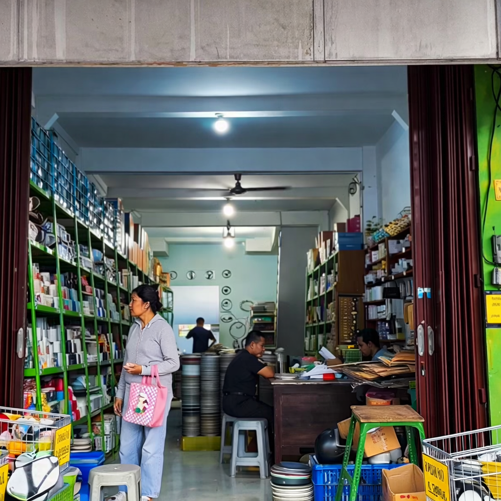 ALAT MAKAN: Suasana Toko Adi daya Pecah Belah di Kota Malang yang menyediakan berbagai alat makan aesthetic dengan harga murah. (Tiktok:  juanadrian_)