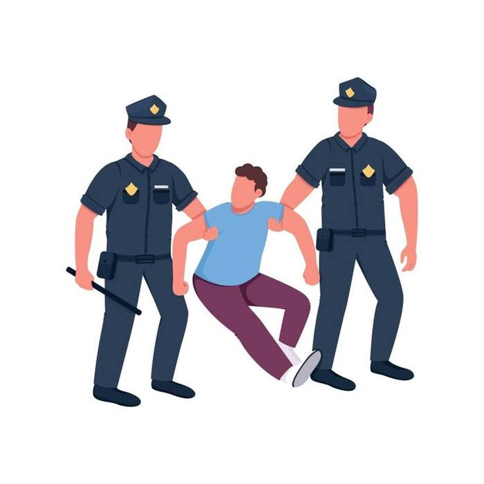 Ilustrasi petugas imigrasi menangkap tersangka yang mencoba melarikan diri. Sumber: Pinterest/@vecteezy