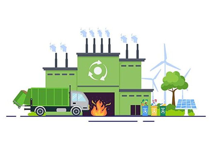 Ilustrasi rencana proyek Pengolahan Sampah Energi Listrik (PSEL). Sumber: Pinterest/pngtree