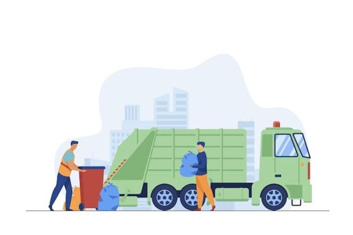 Ilustrasi truk pengangkut sampah. (freepik).