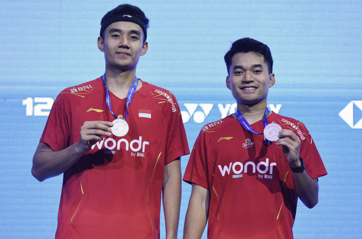 SIAP TANDING: Leo/Bagas menjadi runner up pada kompetisi All England 2025 lalu. (PBSI)