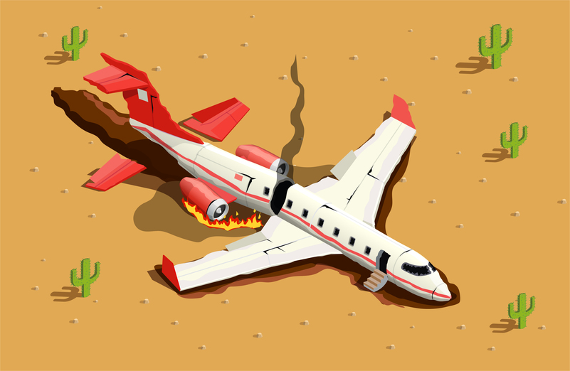 Ilustrasi pesawat jatuh. (Freepik).