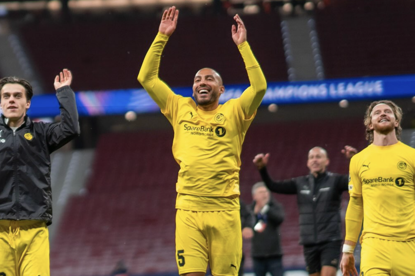 MENGEJUTKAN: Ekspresi pemain Bodo/Glimt usai taklukkan Atletico Madrid 2-1 pada laga (29/1) UCL beberapa waktu lalu. (Instagram @bodoglimt)