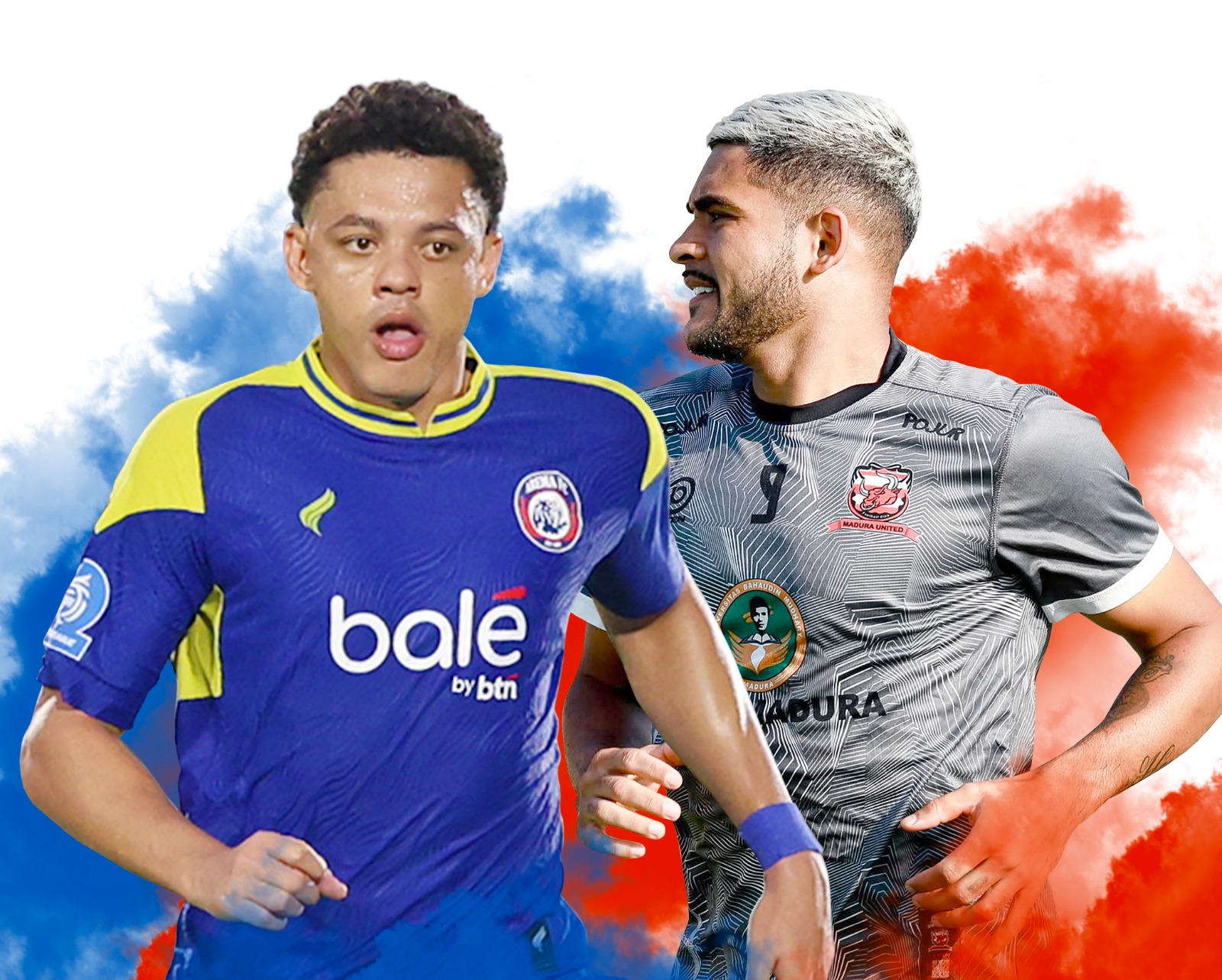 AdU KEKUATAn: pemain Arema FC  Walisson Maia (kiri) dijadwalkan akan  bertemu Junior Brandao cs  dari Madura United  dalam laga nanti  malam (21/2).