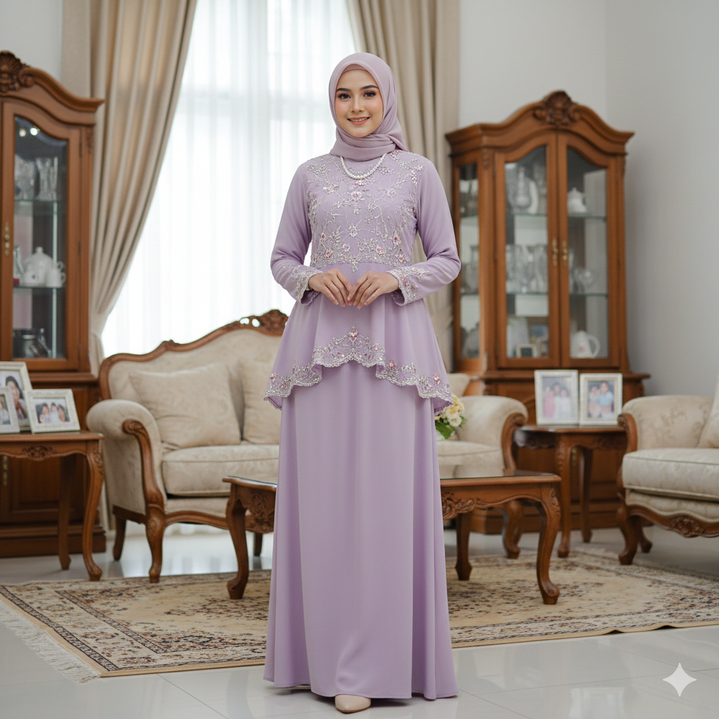 Tampilan gamis kebanggan mertua. (Gemini AI)