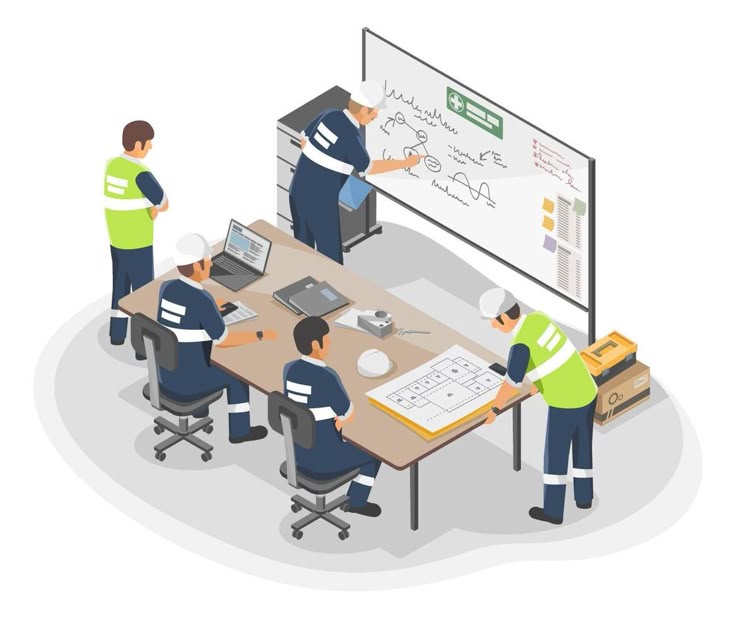 Ilustrasi tim Teknik Industri saat melakukan analisis dan perencanaan sistem kerja guna meningkatkan efisiensi dan kualitas di sektor manufaktur maupun jasa. (Web vecteezy)