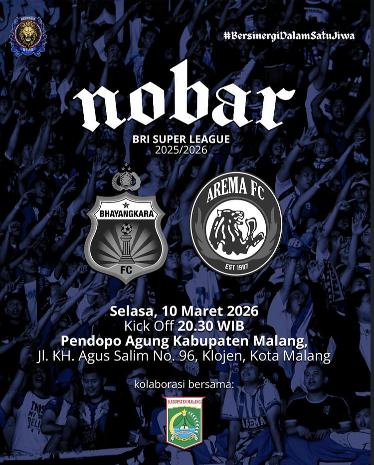 Poster nobar laga Bhayangkara FC vs Arema FC. (Instagram Aremania Utas)