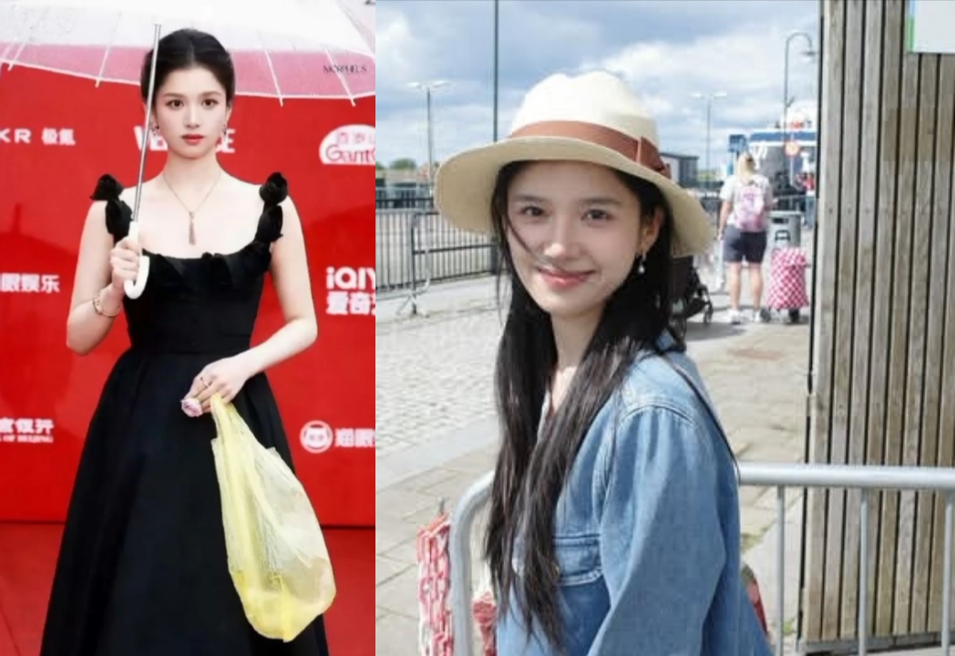 PICU PERDEBATAN: Zhang Jingyi dengan gaun hitam dan kresek kuning yang ia tenteng saat berjalan di karpet merah BJIFF 2025 lalu. 