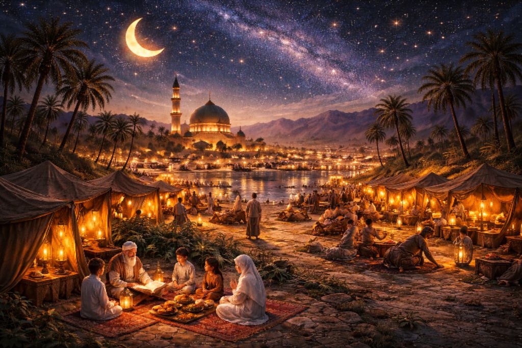 Ilustrasi malam Lailatul Qadar di masa lalu.