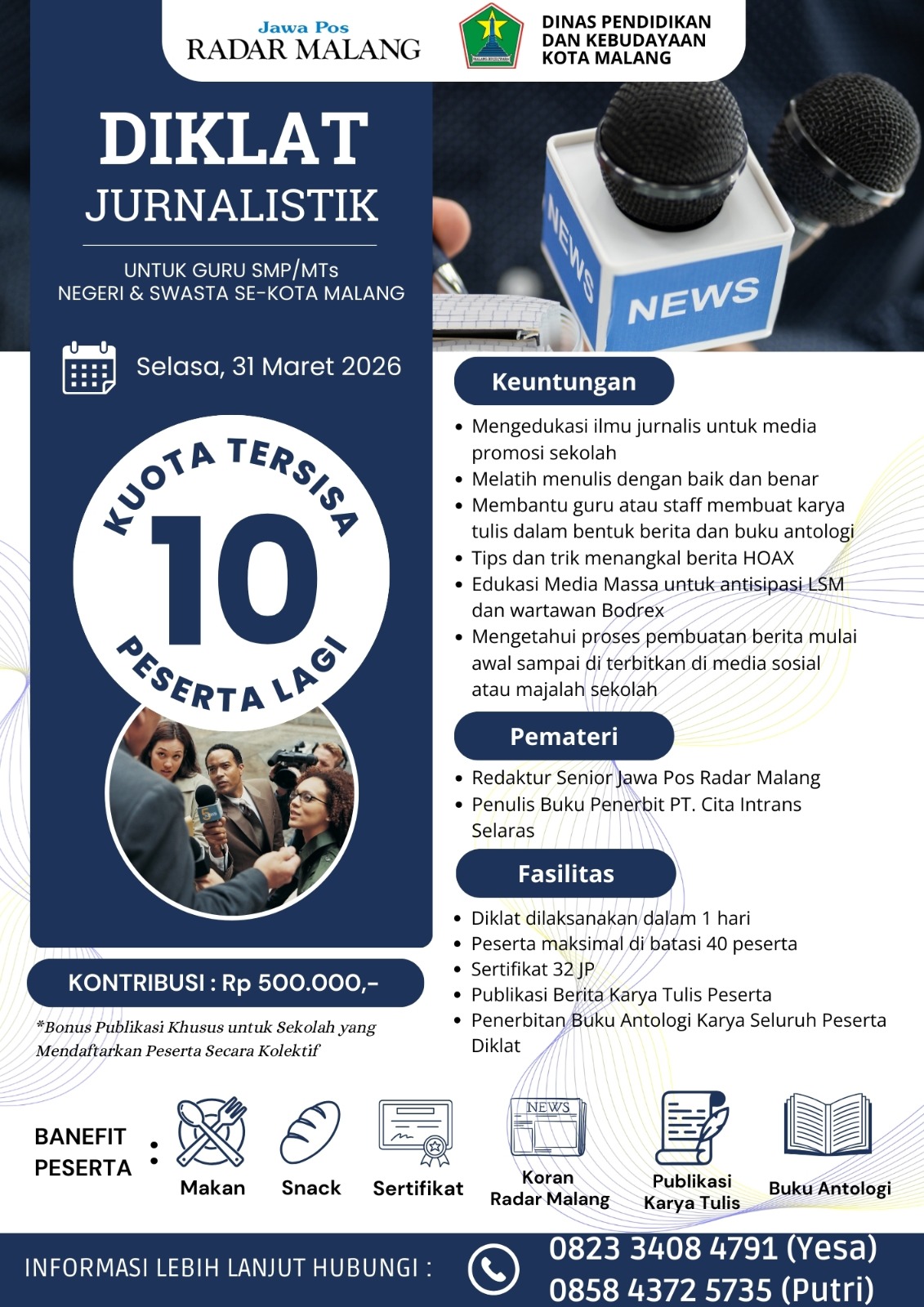 Kuota Peserta Diklat Jurnalistik SMP/MTs Tersisa 10 Guru