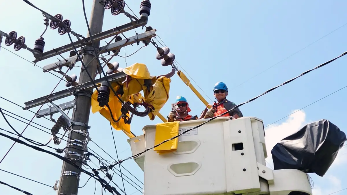 SIAGA SEJAK 13 MARET: Petugas dari UP3 PLN Malang melakukan perawatan terhadap salah satu jaringan listrik di Kota Malang, beberapa waktu lalu. (UP3 PLN Malang For Radar Malang)