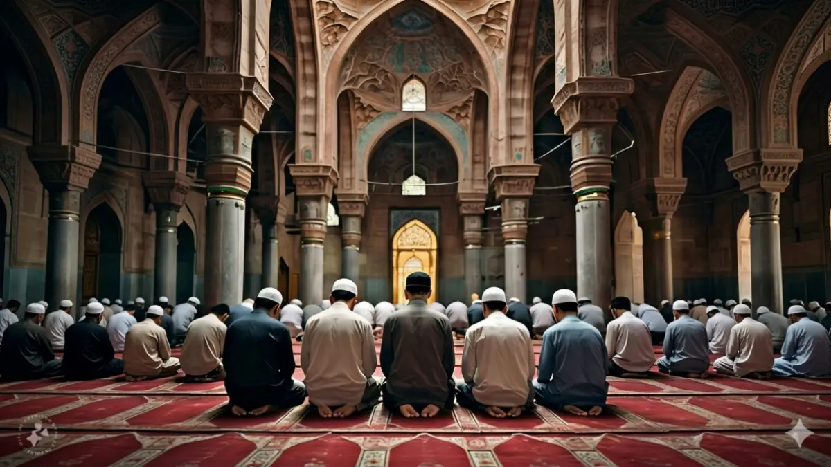 Ilustrasi umat Muslim melakukan salat di masjid. (Pinterest)